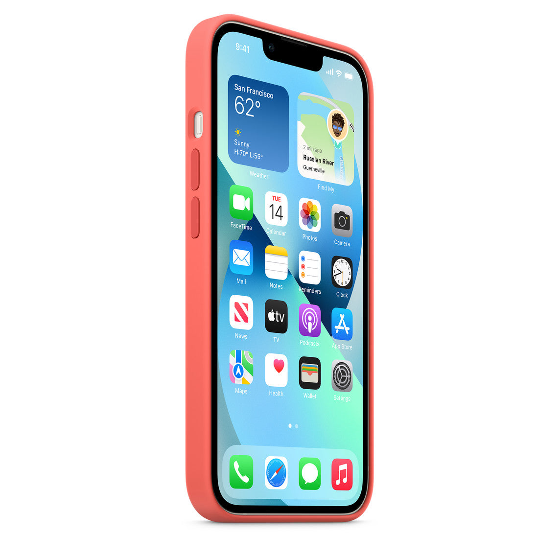 Coque en silicone pour iPhone 13 avec Magsafe - Pomelo Rosa