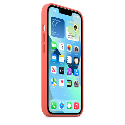 Coque en silicone pour iPhone 13 avec Magsafe - Pomelo Rosa