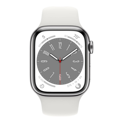 Apple Watch Series 8 Boîtier en acier inoxydable 45 mm Cellular - Argent