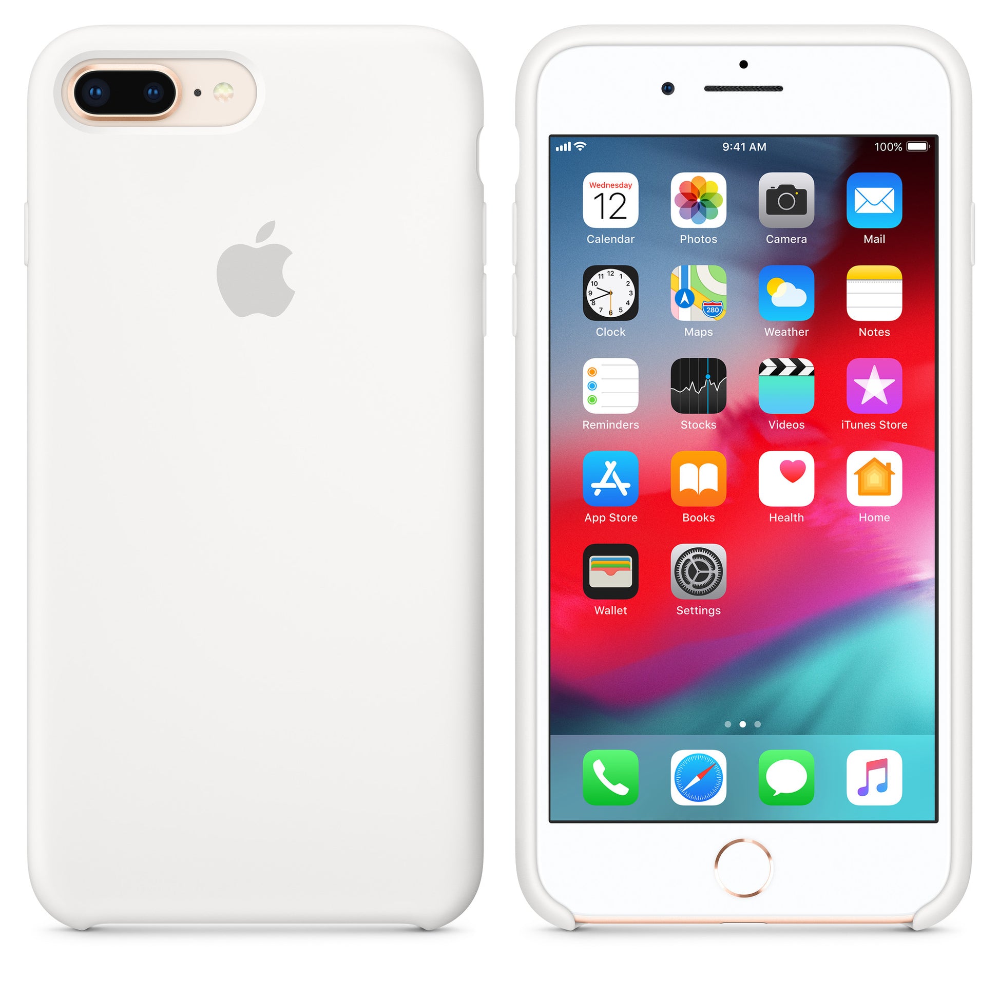 Apple iPhone 8+ Coque en Silicone - Blanc